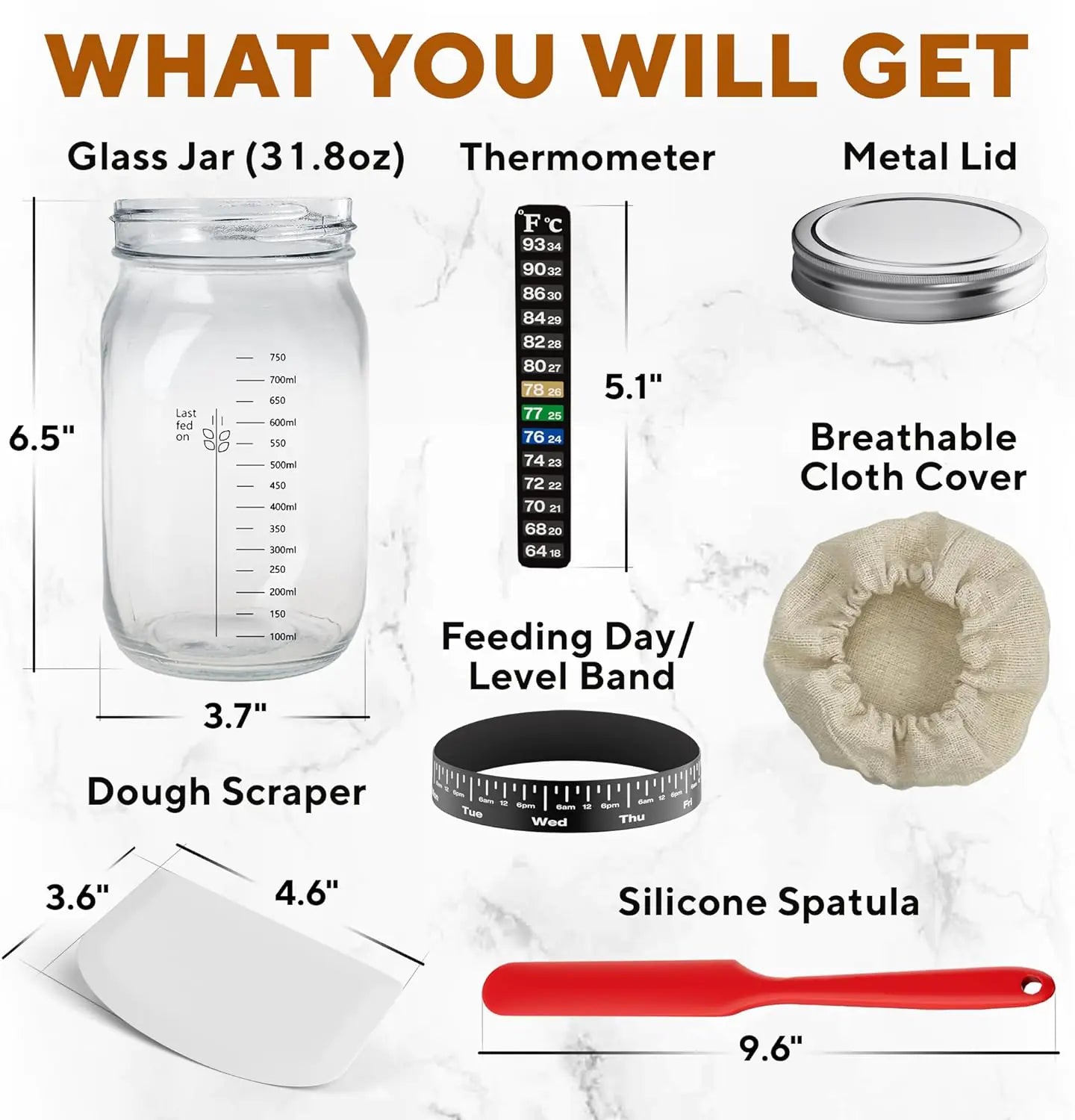 Ultimate Sourdough Starter Jar Kit 31.8 oz - Reusable Sourdough Jar for Easy Bread Baking - Perfect to Make Your Sour Dough Bread Dough Starter - Easy to Use & Clean Complete Sourdough Starter Kit - Nunis Essentials