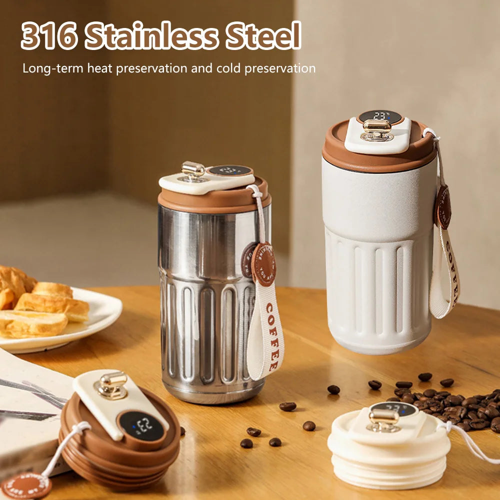 Smart Thermos Bottle LED Temperature Display Coffee Cup 316 Stainless Steel Tumbler Mug Portable Vacuum Flasks Thermoses - Nunis Essentials