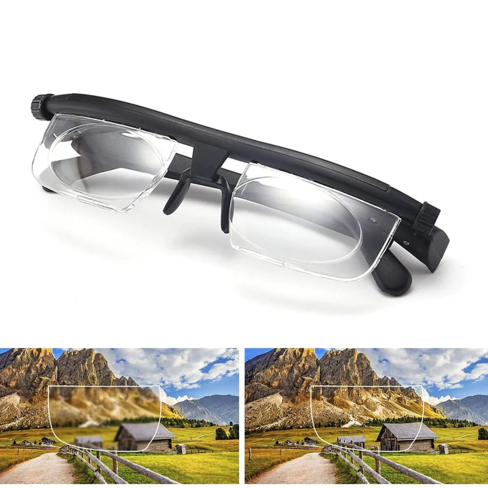 Dial Adjustable Glasses Variable Focus For Reading Distance Vision Eyeglasses US - Nunis Essentials