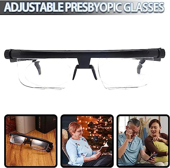 Dial Adjustable Glasses Variable Focus For Reading Distance Vision Eyeglasses US - Nunis Essentials