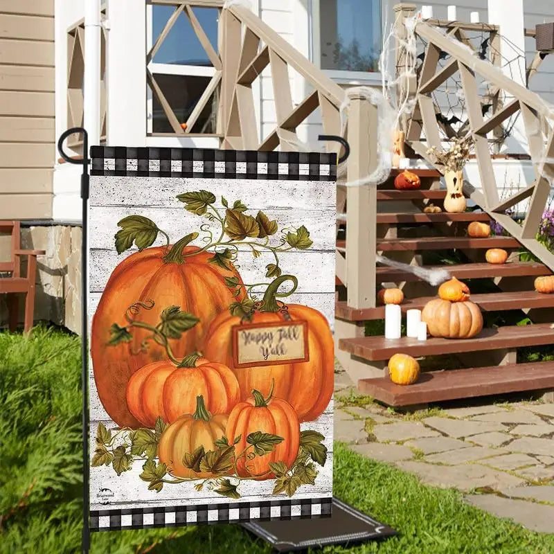 Pumpkin Garden Flag Double Sided Welcome Fall Garden Flag Porch Or Balcony Thanksgiving Fall Yard Decorations With Pumpkin - Nunis Essentials