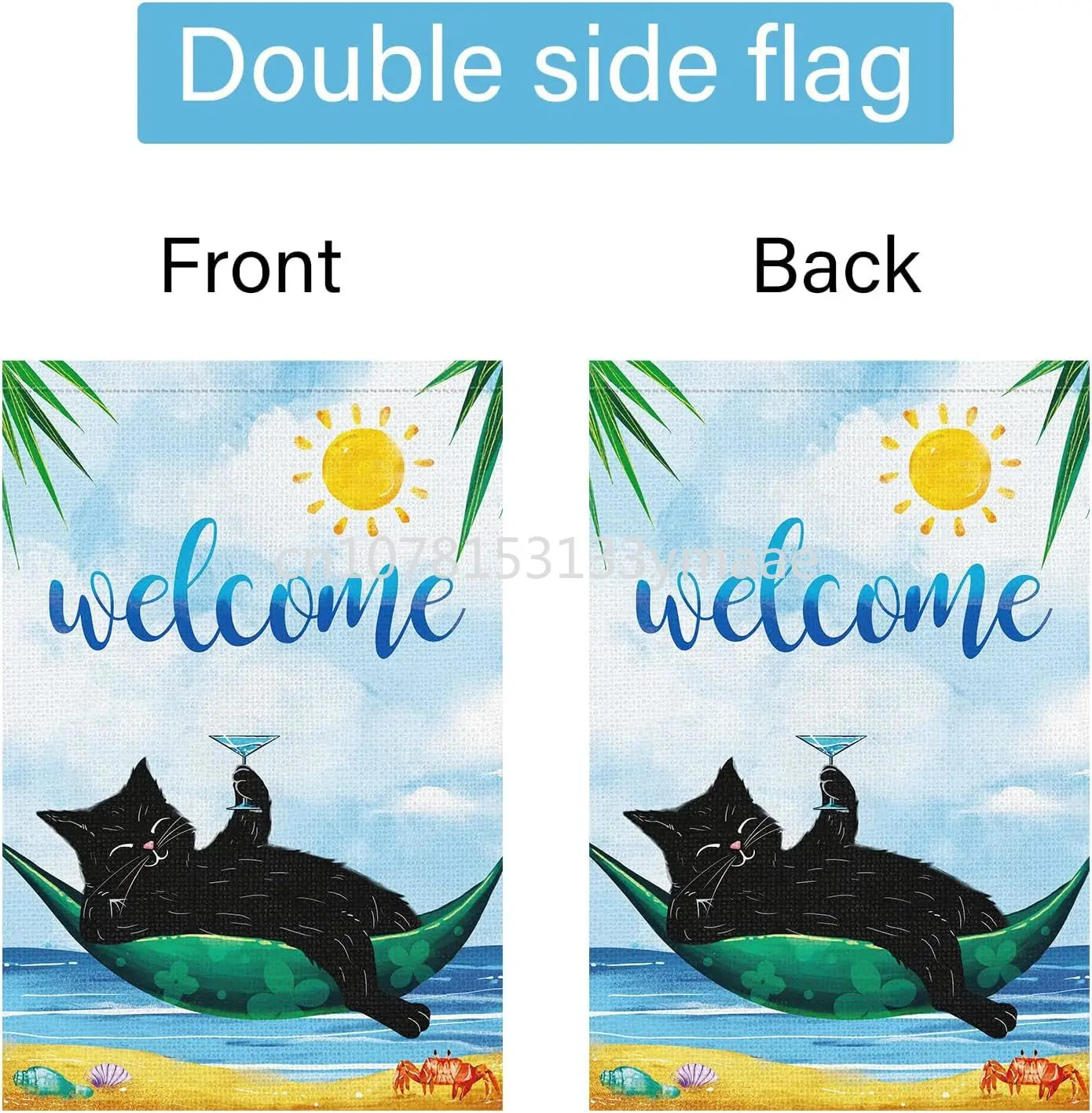 Welcome Summer Beach Garden Flag Vertical, Small Black Cat Garden Yard House Flags for Spring Summer Seasonal - Nunis Essentials