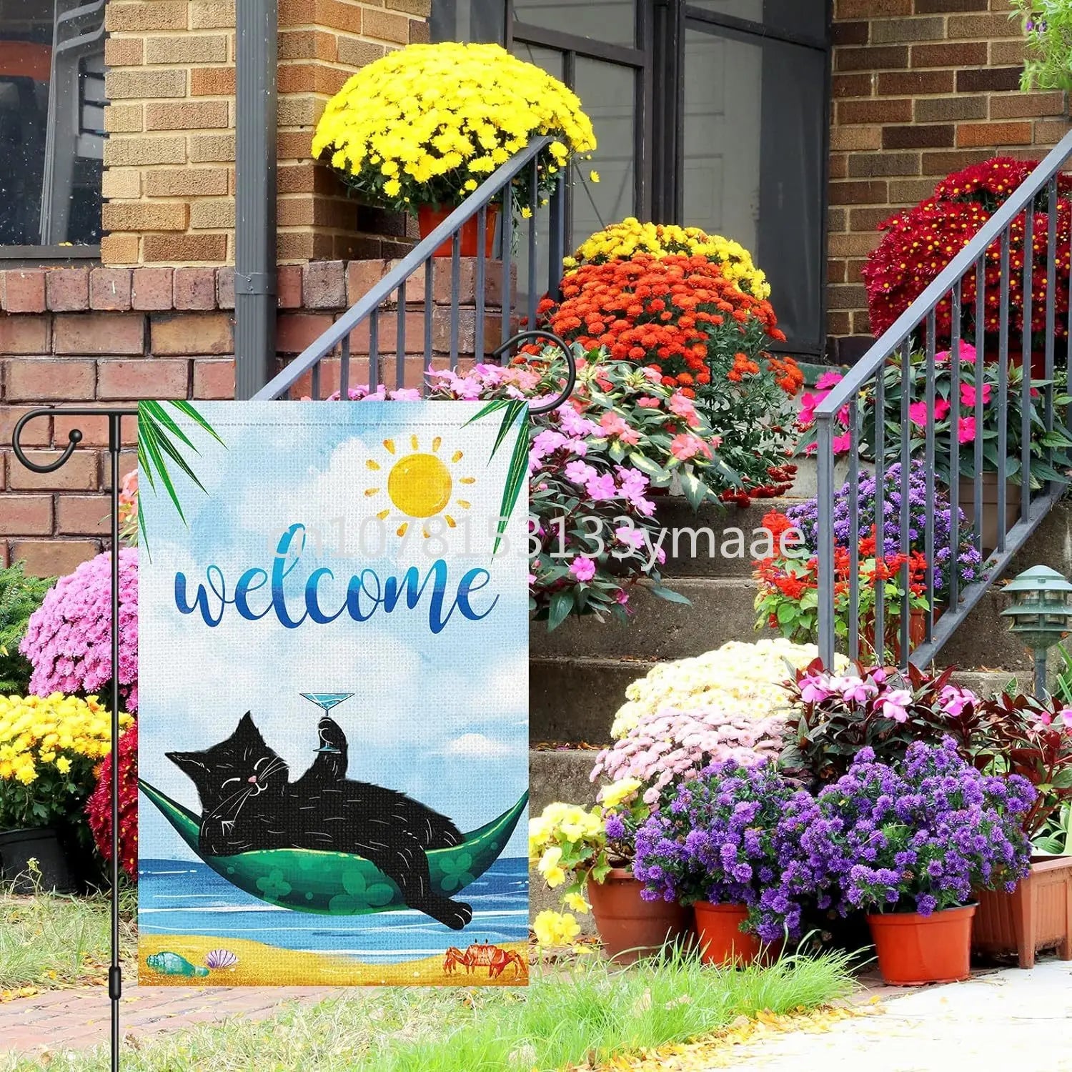 Welcome Summer Beach Garden Flag Vertical, Small Black Cat Garden Yard House Flags for Spring Summer Seasonal - Nunis Essentials