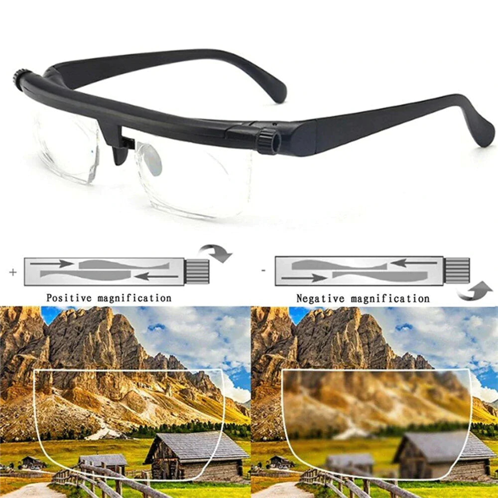 Dial Adjustable Glasses Variable Focus For Reading Distance Vision Eyeglasses US - Nunis Essentials