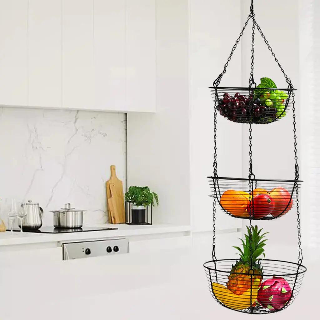 3-Tiers Hanging Fruit Basket - Nunis Essentials